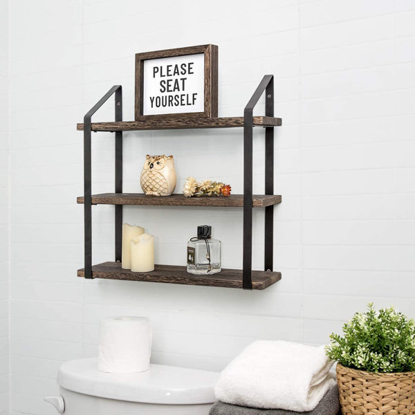 17 Stories Pyala Solid Wood Wall Bathroom Shelves Wayfair